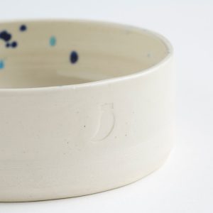 Handmade Splatter Ceramic Dog Food Bowl, blue