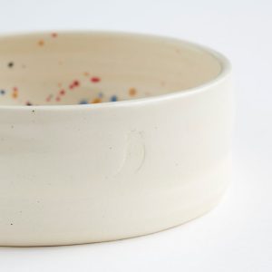 Handmade Splatter Ceramic Dog Food Bowl, multicolor