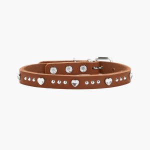 Dog Collar Aalborg Hearts cognac