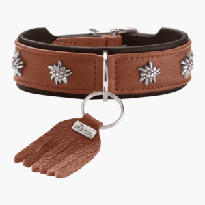 Collier pour chien München, cognac & noir