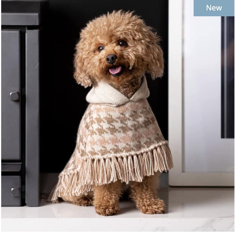 Soft Houndstooth Alpaca Dog Poncho