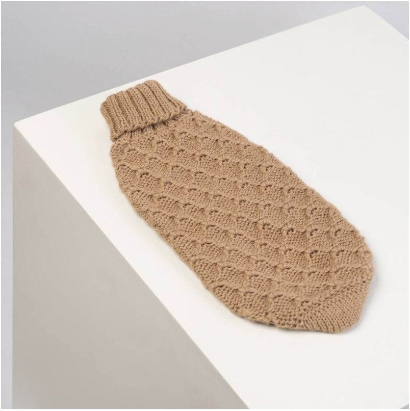 Camel Lattice Alpaca Dog Sweater