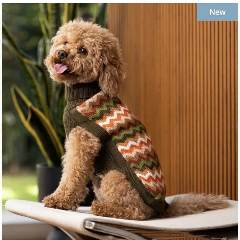 Forest Chevron Knit Alpaca Dog Sweater