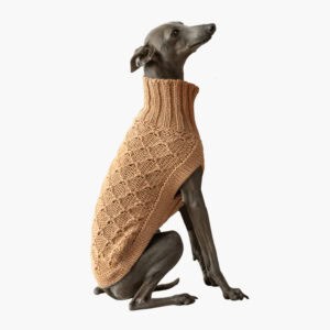 Camel Lattice Alpaca Dog Sweater