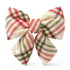 Plaid Sailor Dog Bow