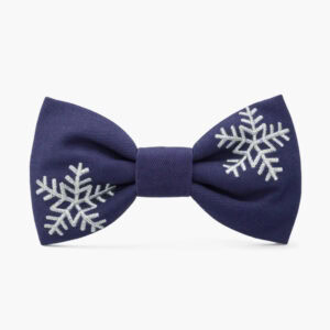 Snowflakes Embroidered Dog Bow Tie