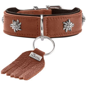 Dog collar München, cognac & black