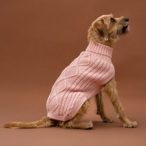 Blush Aran Alpaca Dog Sweater