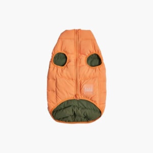 Reversible Dog Puffer Jacket, coral & khaki