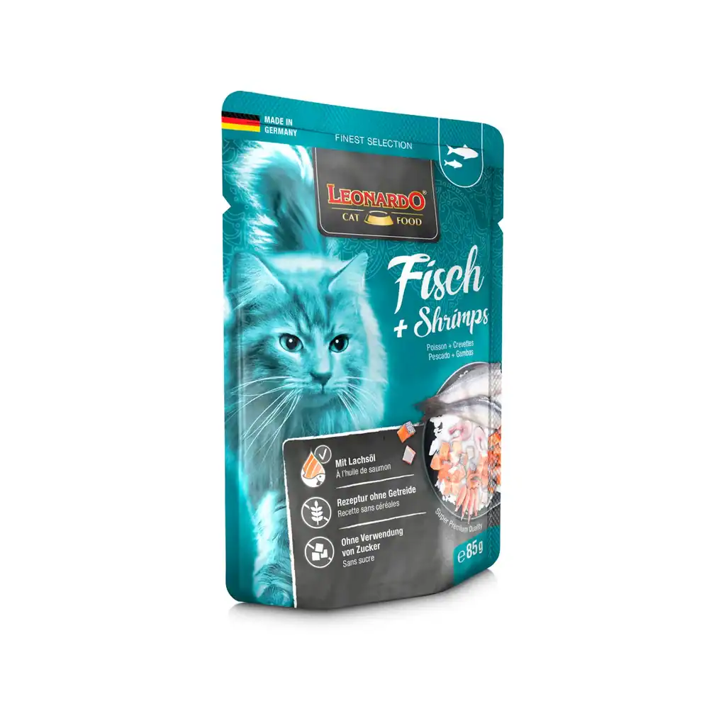Leonardo, Fish and Shrimps cat food pauch
