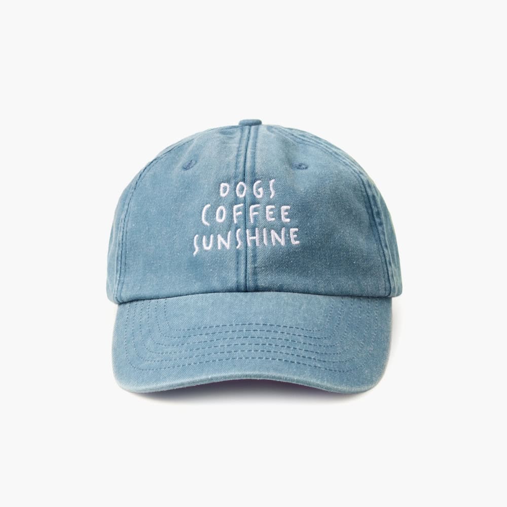 Dogs Coffee Sunshine Vintage Denim Cotton Cap
