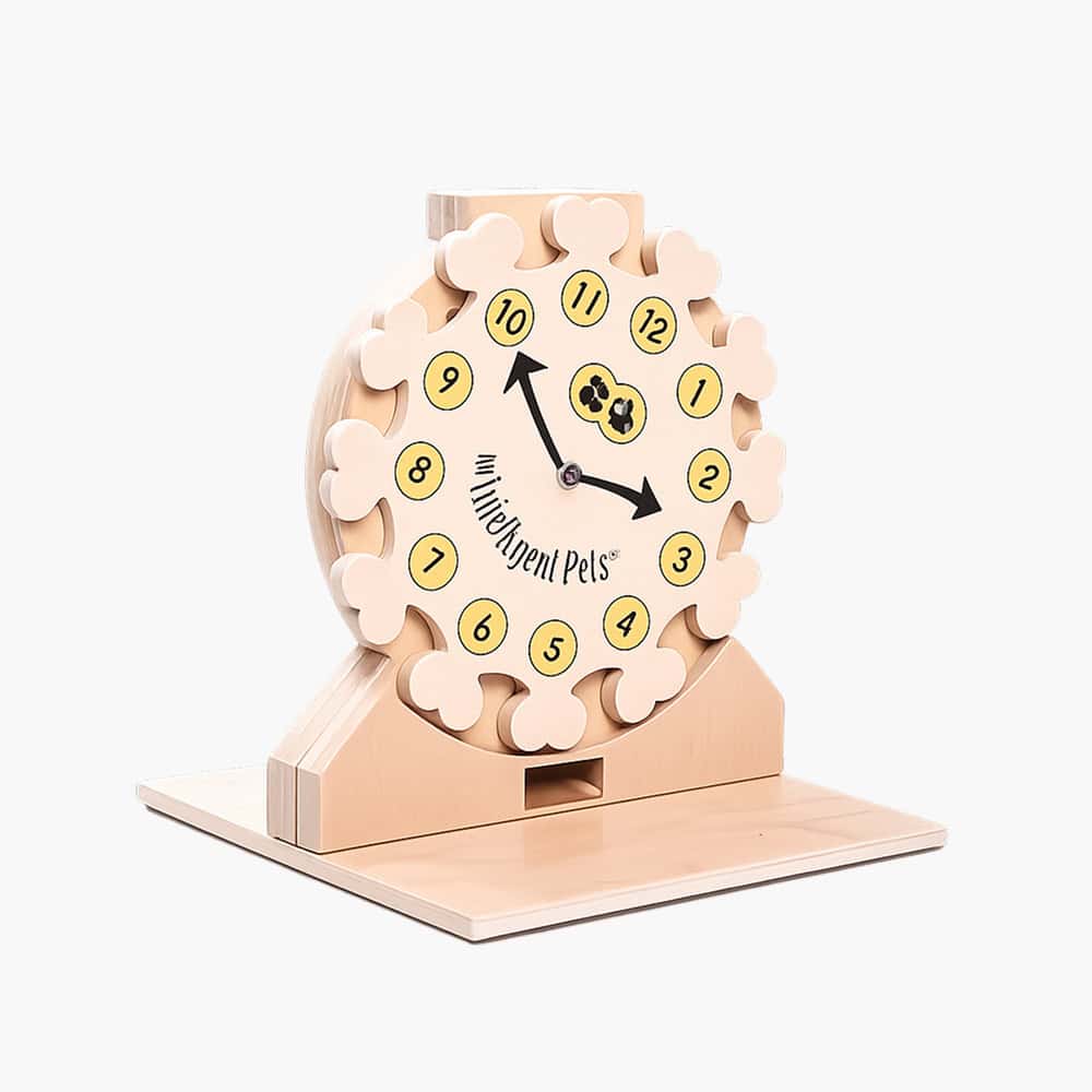Interactive Wooden Clock Puzzle for Dogs & Cats